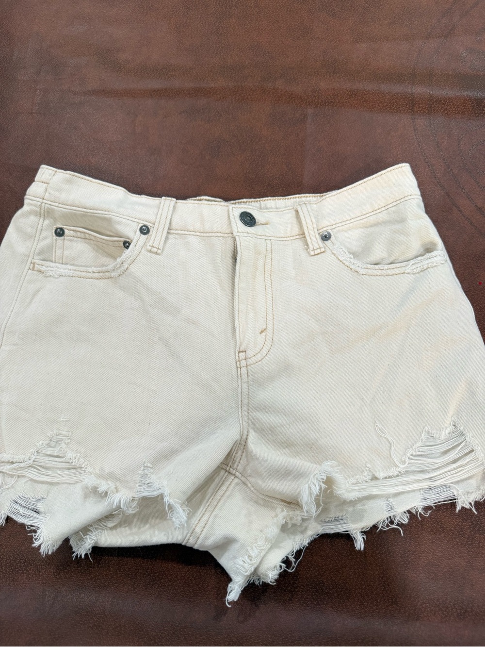 aerie Cream Denim Shorts